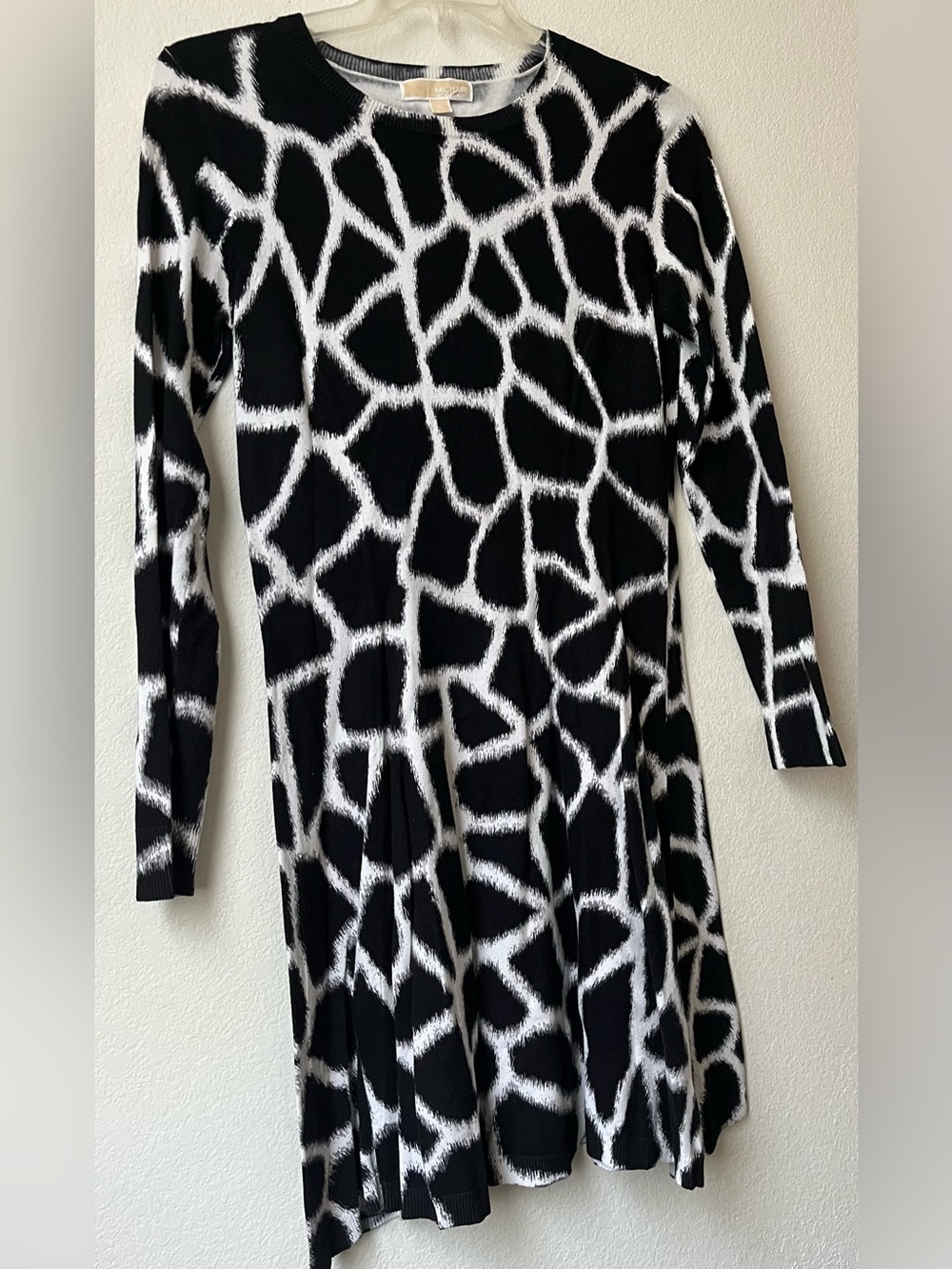 Michael Kors Black and White Abstract Crewneck knit Dress